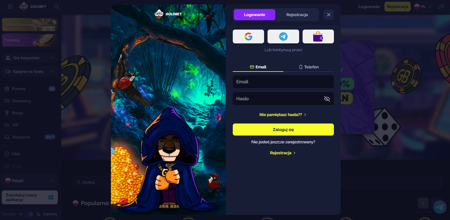 Goldbet Casino login opcje logowania Polska