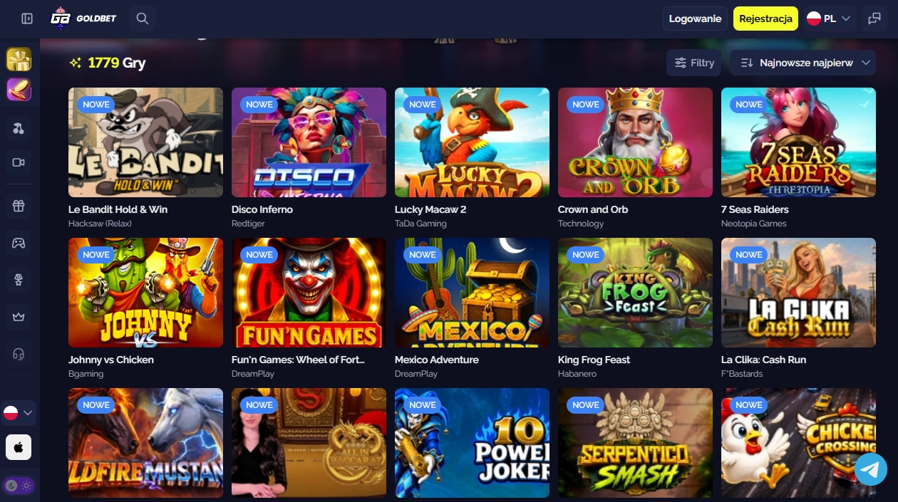 Oferta gier i dostawcy w Goldbet Casino Polska